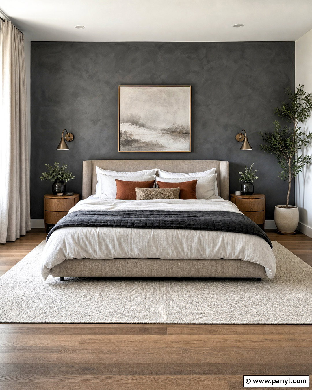 Charcoal Limewash Accent Wall Bedroom - 20 dark accent wall bedroom ideas