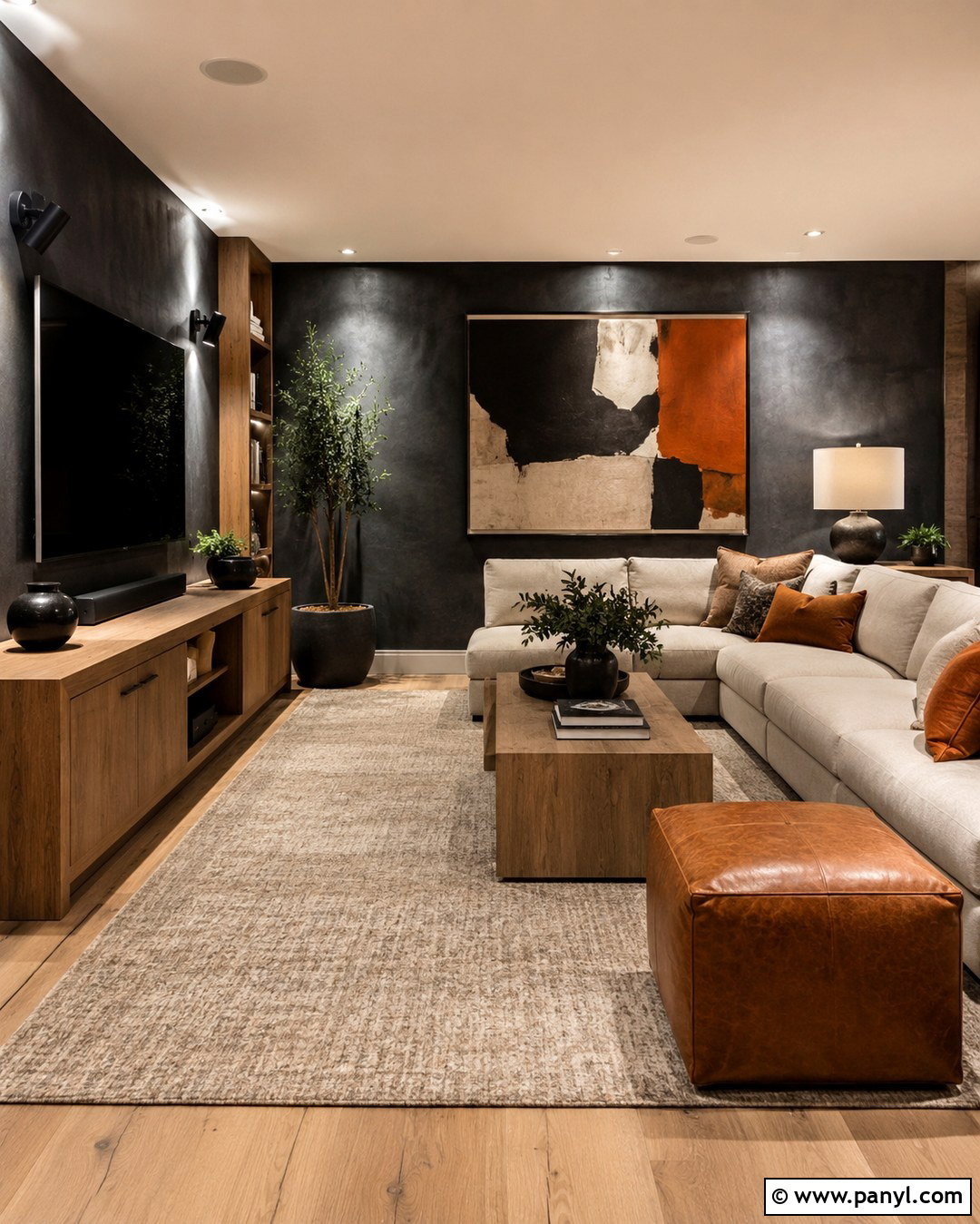 Charcoal Limewash Basement Lounge - 20 Charcoal Limewash Ideas