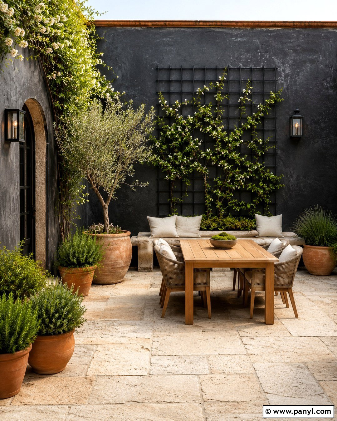 Charcoal Limewash Courtyard - 20 Charcoal Limewash Ideas