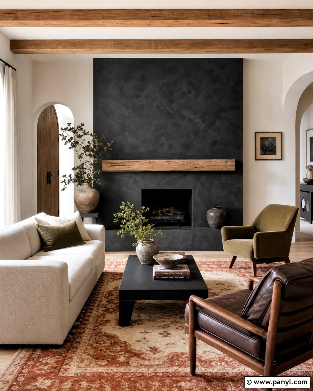 Charcoal Limewash Fireplace Wall - 20 dark fireplace wall ideas