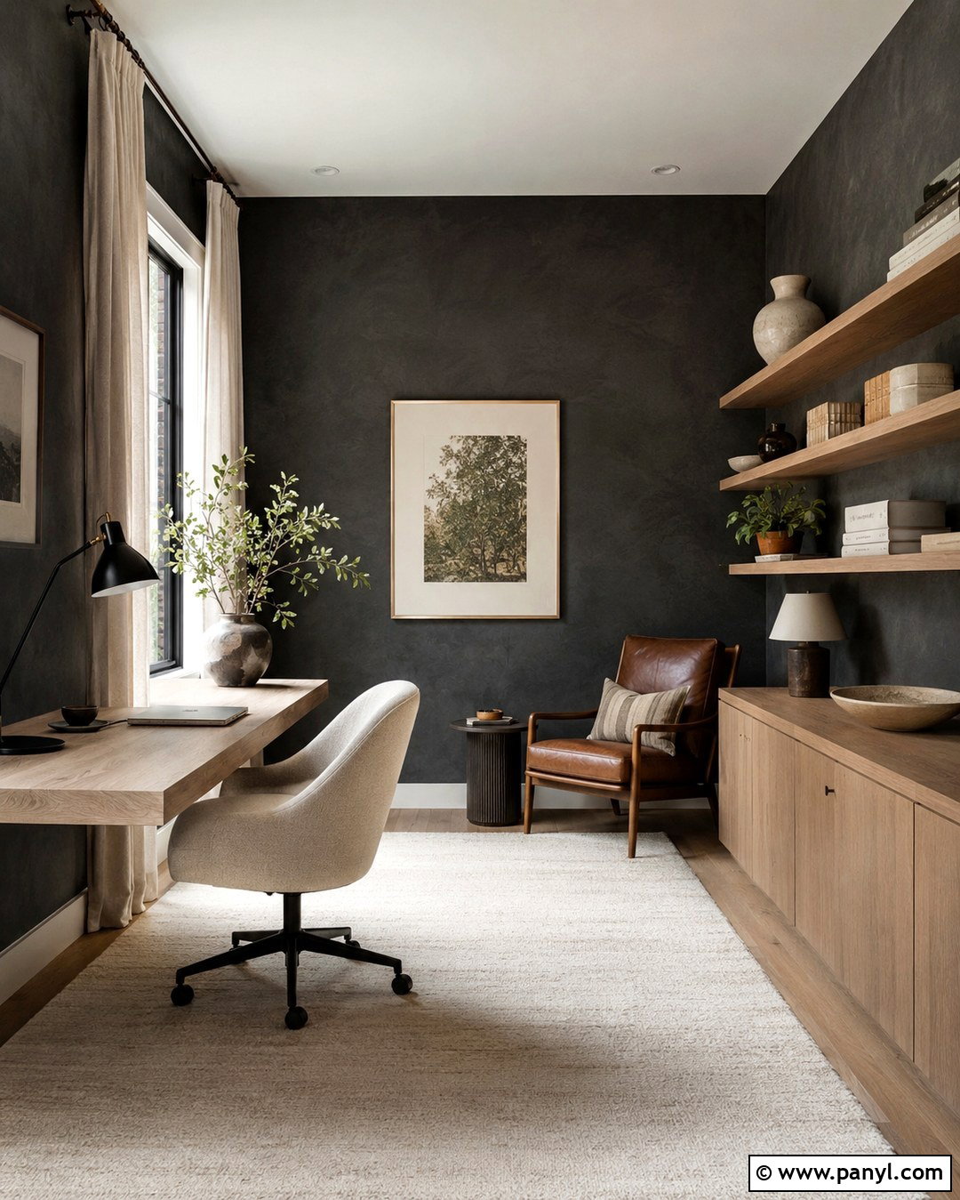 Charcoal Limewash Home Office - 20 Charcoal Limewash Ideas