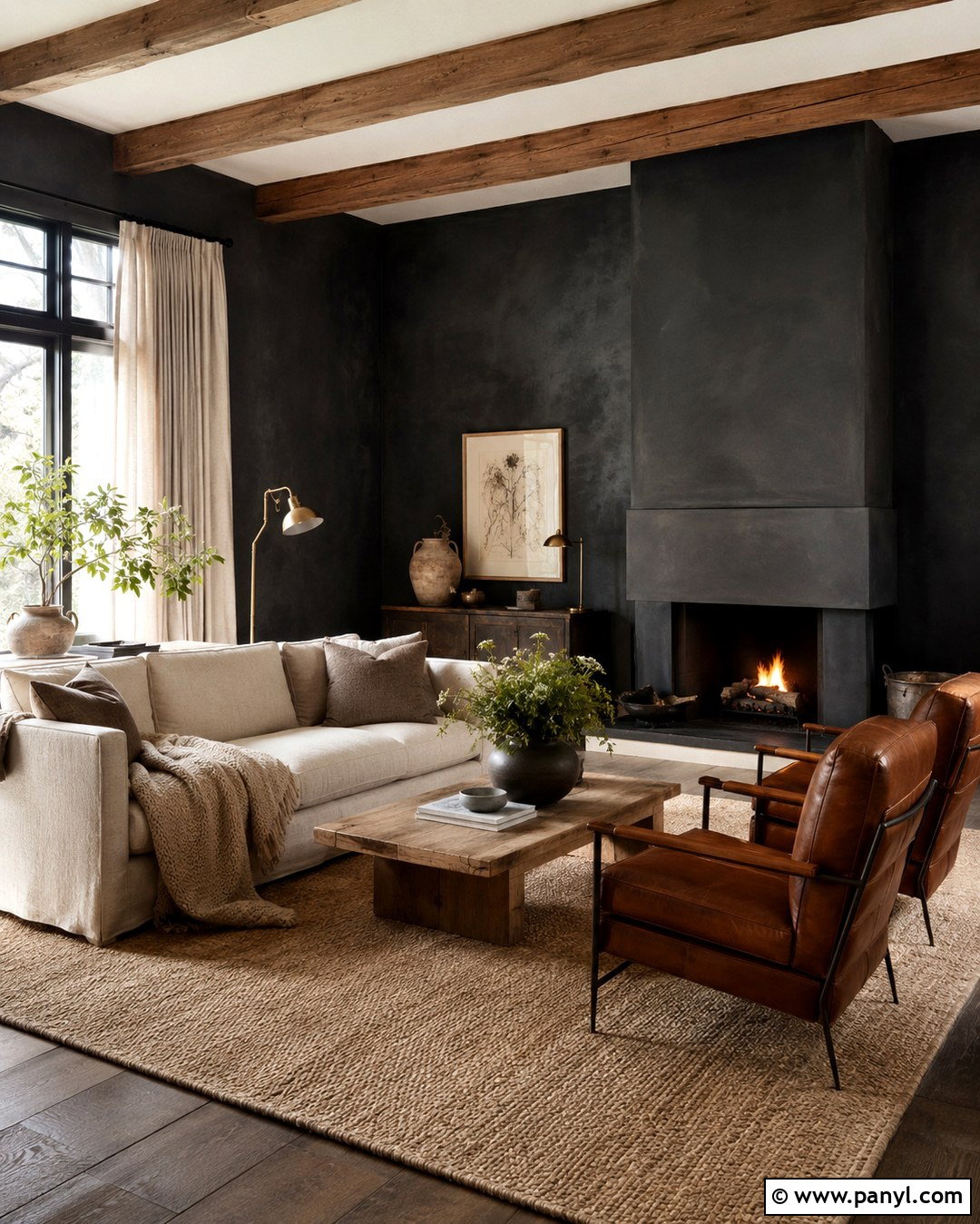 Charcoal Limewash Living Room - 20 Limewash Dark Wall Ideas