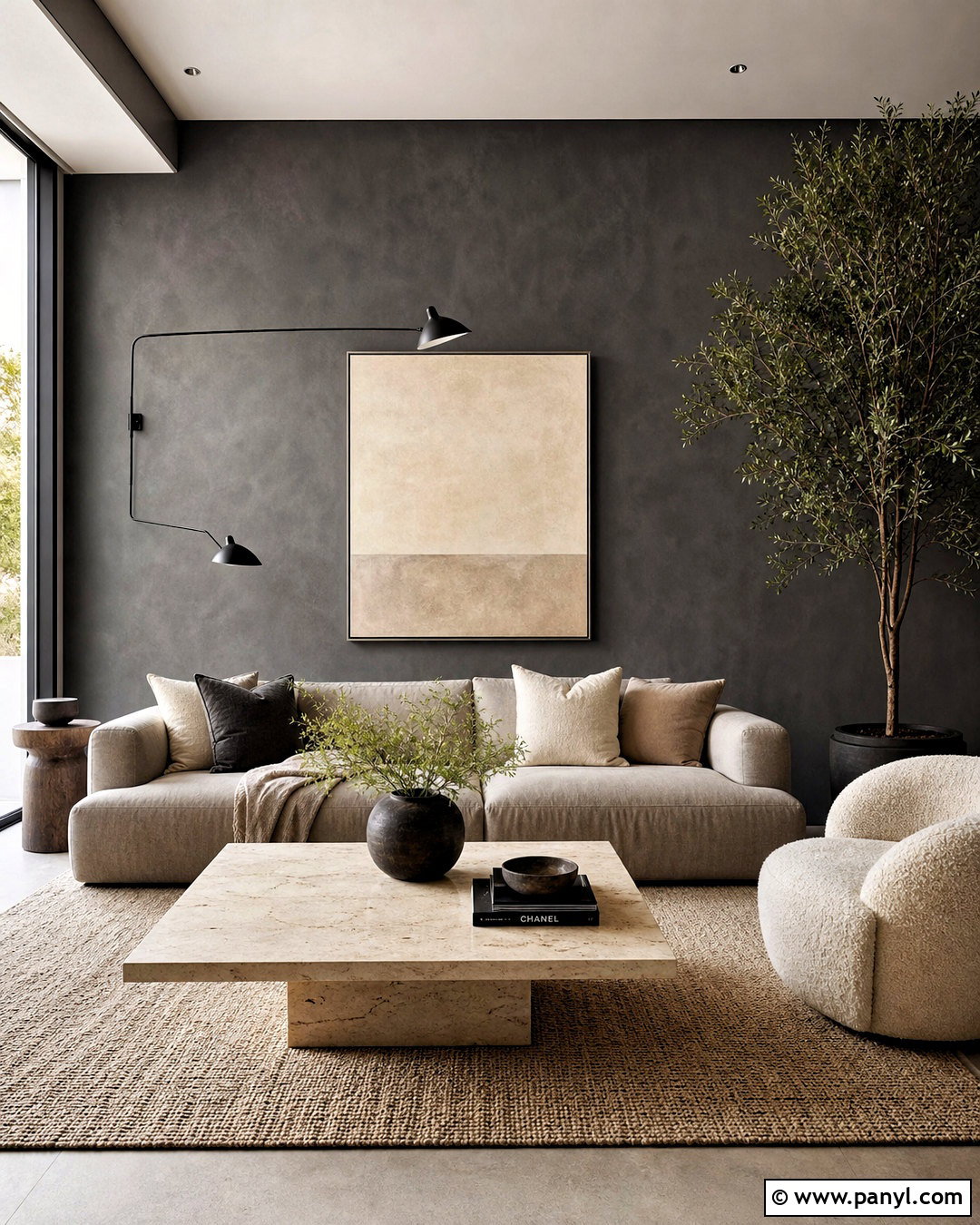 Charcoal Limewash Living Room Wall - 20 dark feature wall living room ideas