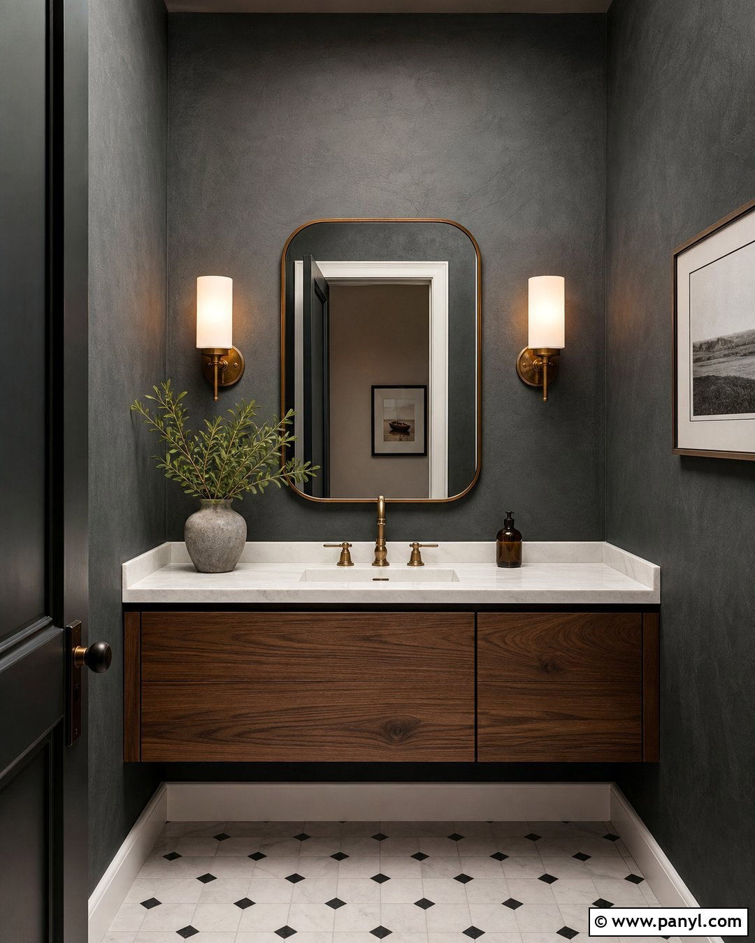 Charcoal Limewash Powder Room - 50 Limewash Walls