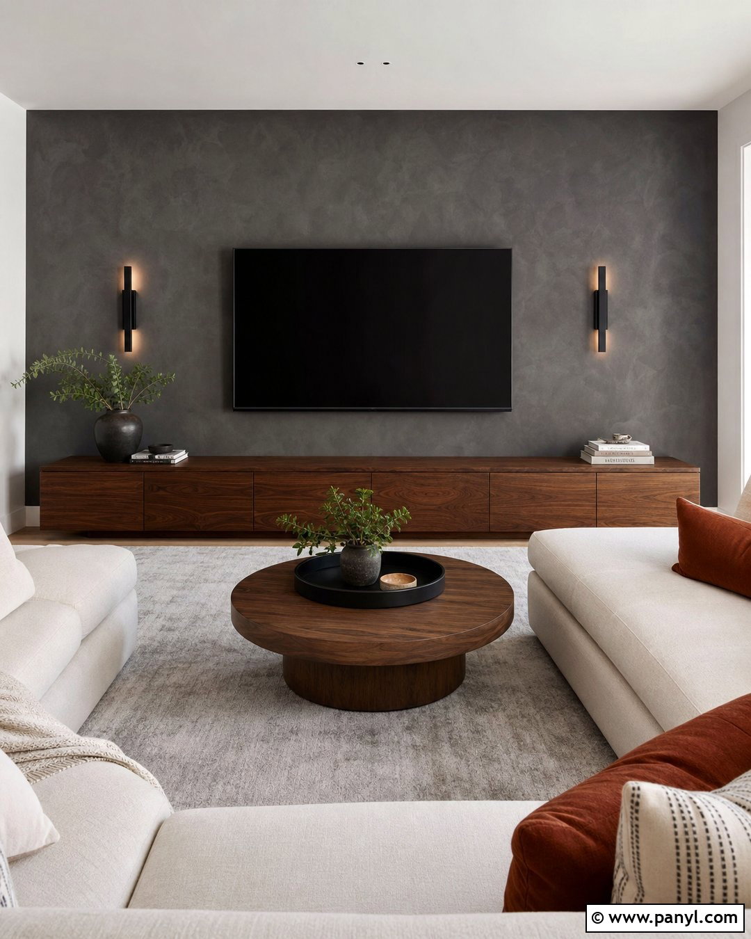 Charcoal Limewash TV Wall - 35 limewash accent wall ideas