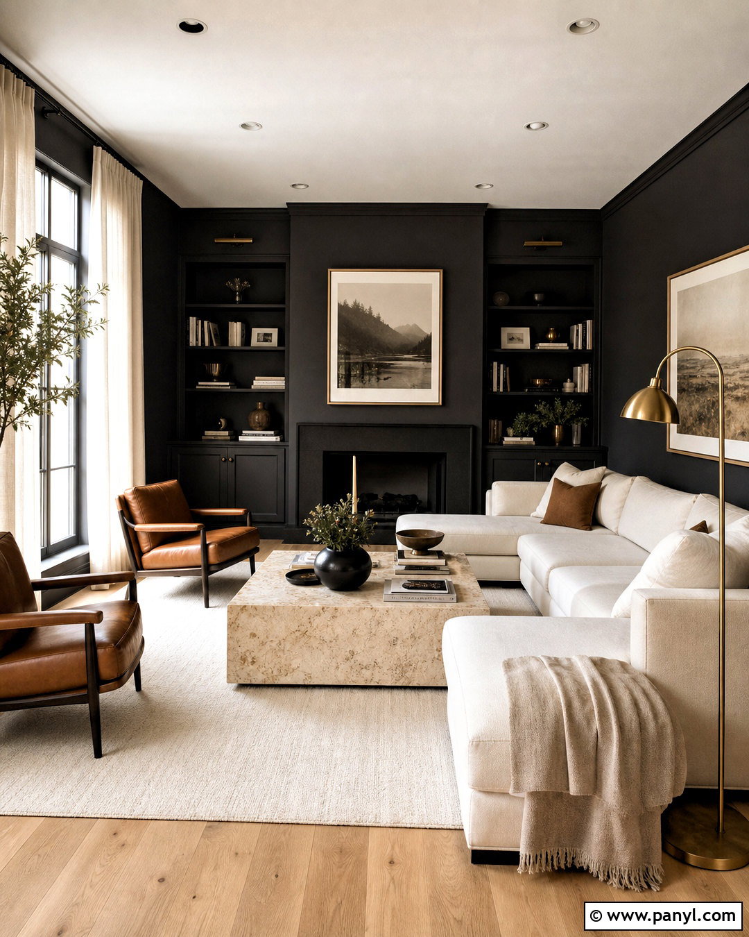Charcoal Living Room - 20 neutral living room paint color ideas