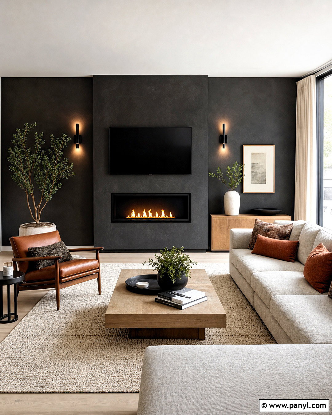 Charcoal Living Room Accent Wall - 20 accent color walls in living room ideas