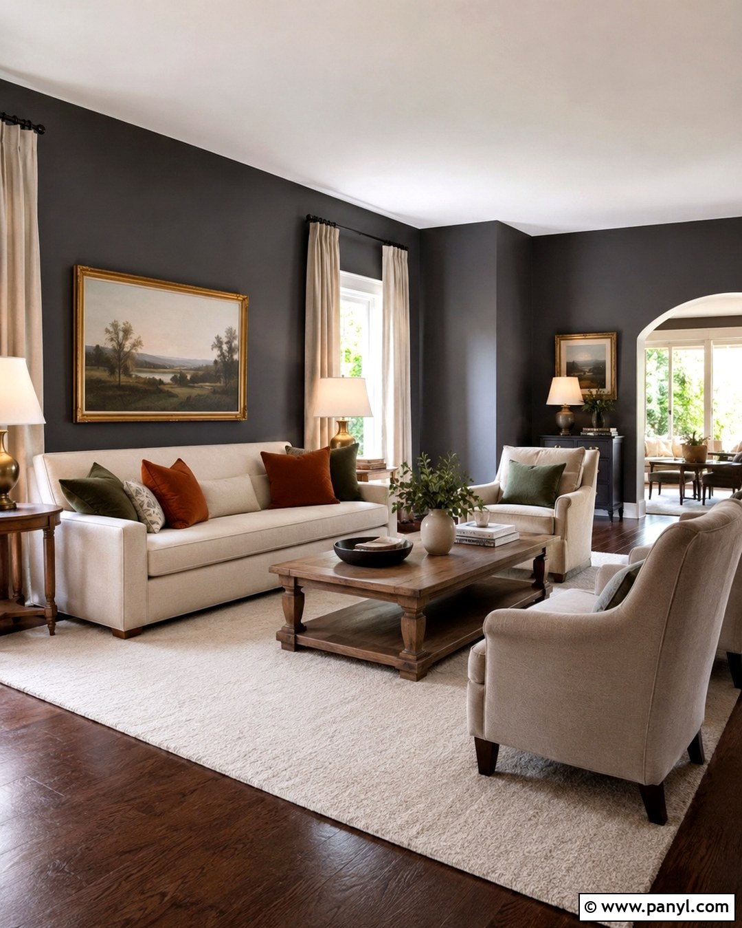 Charcoal Living Room With Cream Furniture - 20 Charcoal Wall Color Ideas