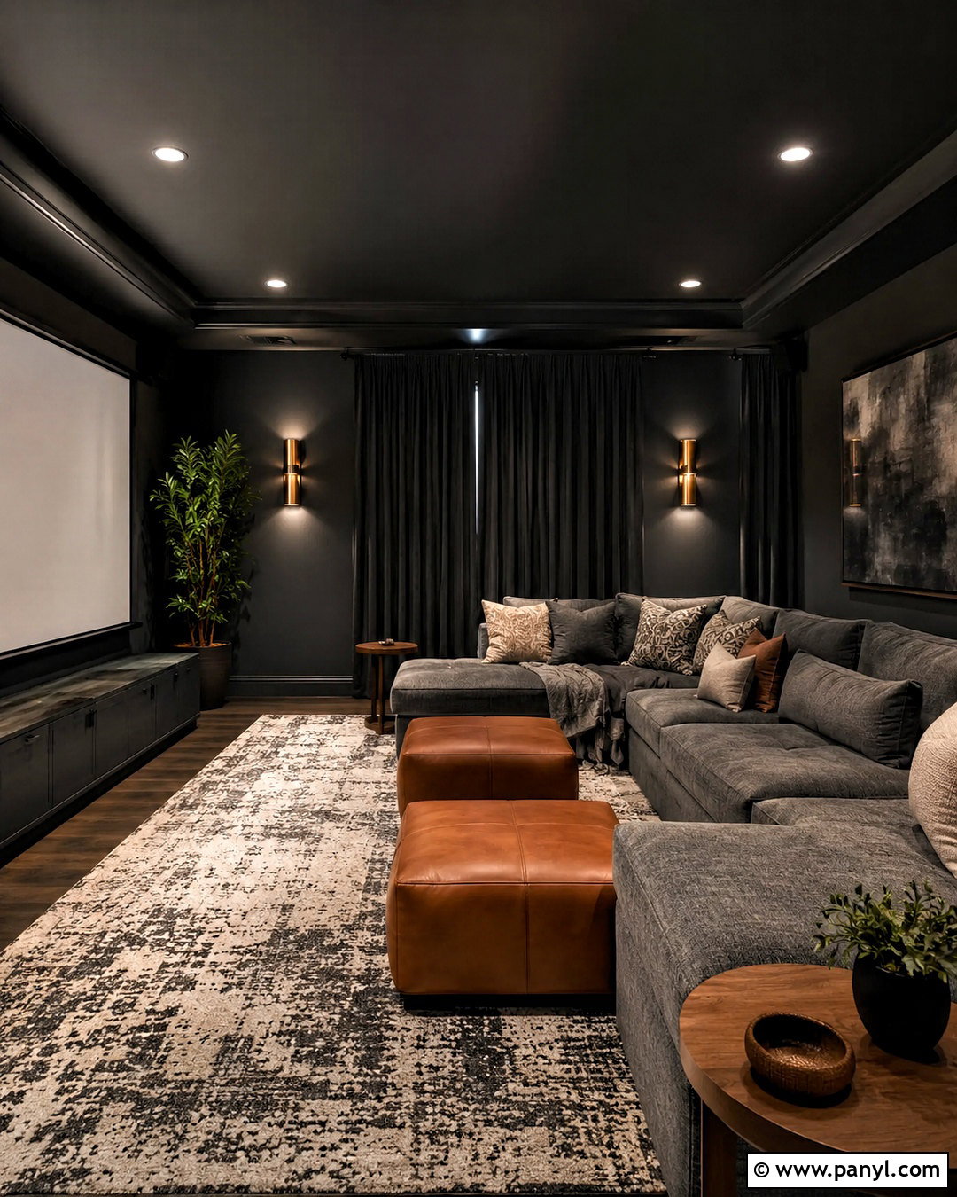 Charcoal Media Room Ceiling And Walls - 20 ceiling painted same color as walls