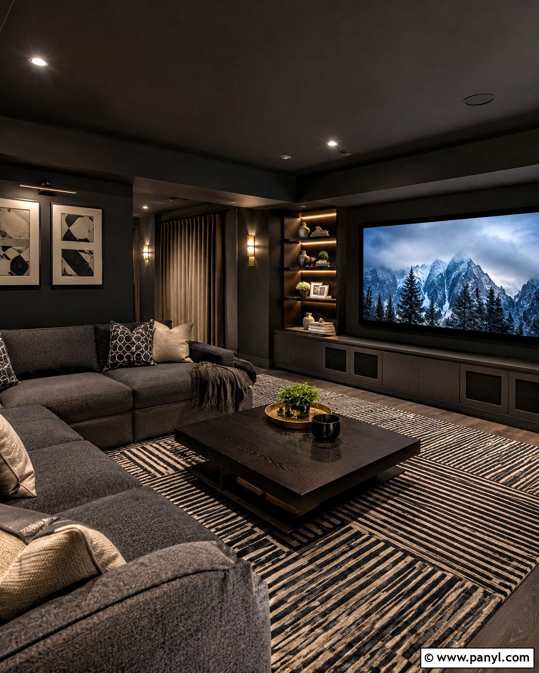 Charcoal Media Room - 20 dark painted rooms