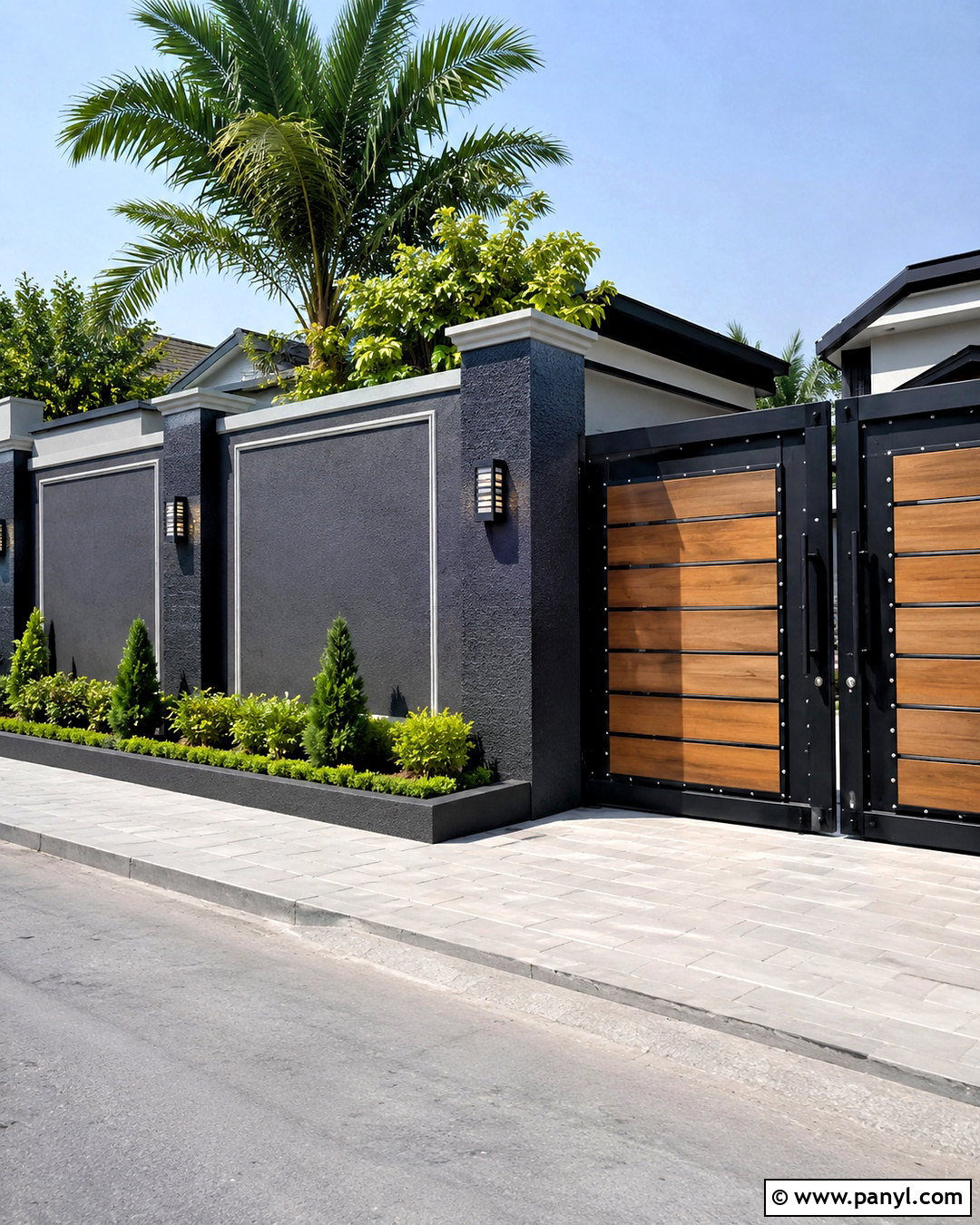 Charcoal Monochrome Compound Wall - 20 compound wall painting ideas