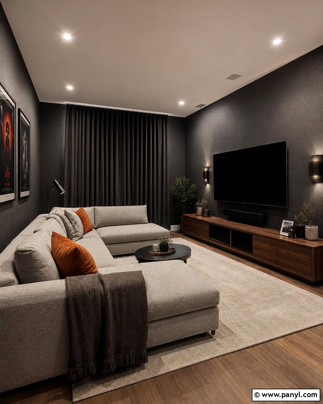 Charcoal Orange Peel Media Room - 20 Orange Peel Wall Paint Ideas