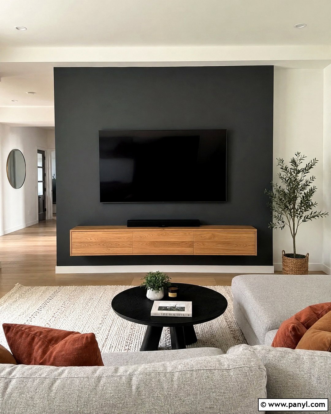 Charcoal Paint Frame Around TV - 20 Paint Around Tv On Wall Ideas