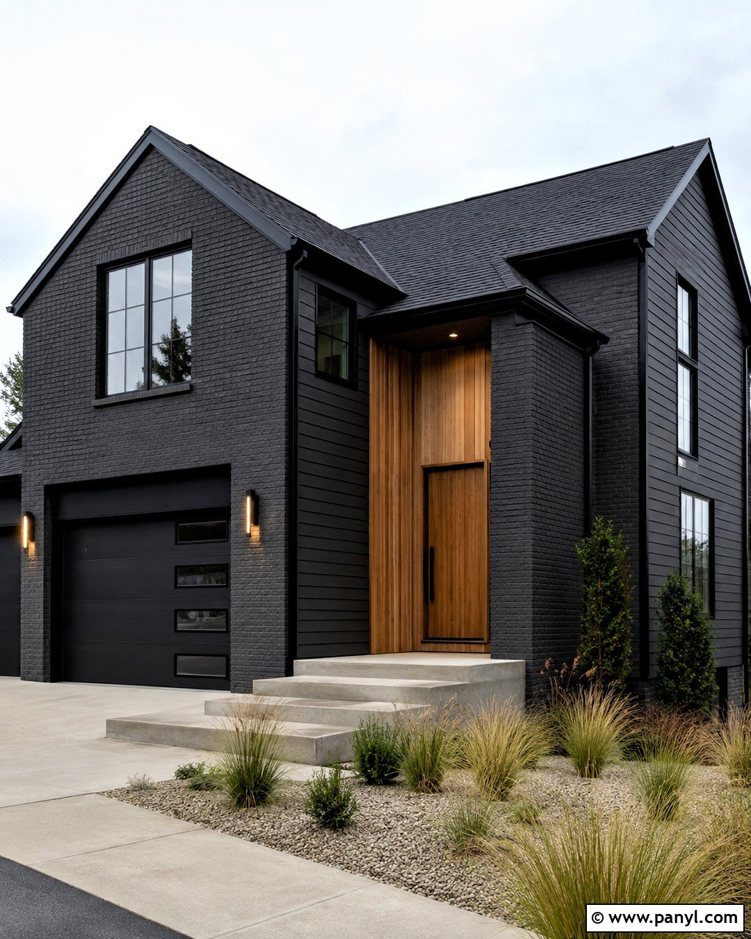 Charcoal Painted Brick Modern House - 20 painted brick house exterior before and after ideas