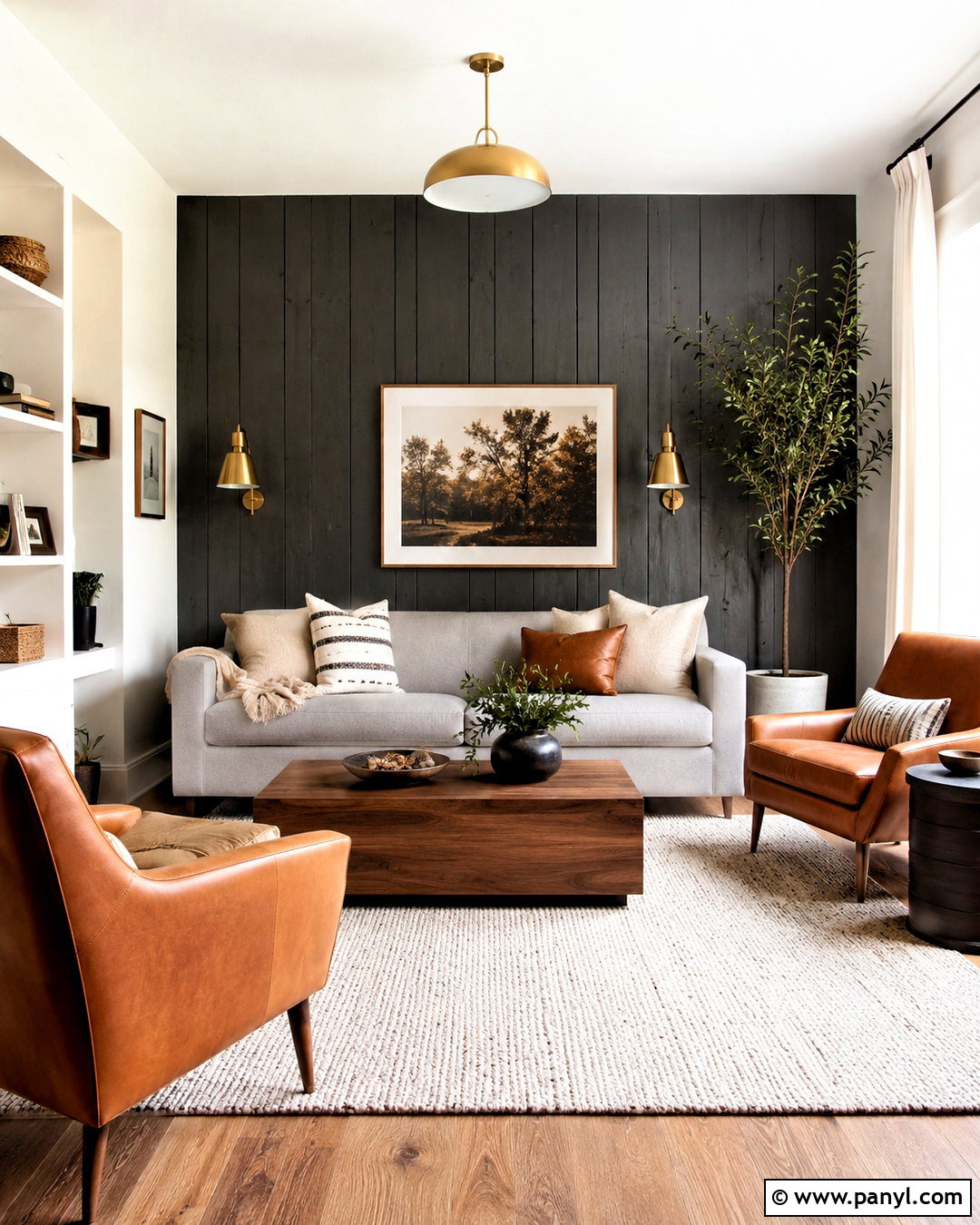 Charcoal Painted Knotty Pine Accent Wall - 20 painted knotty pine walls before after ideas