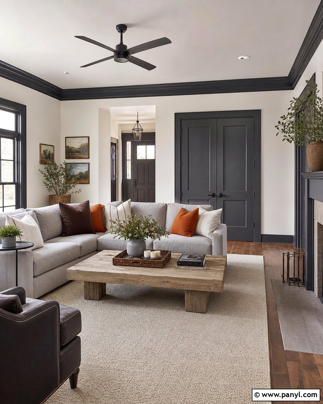 Charcoal Painted Trim With White Walls - 30 painted trim white walls