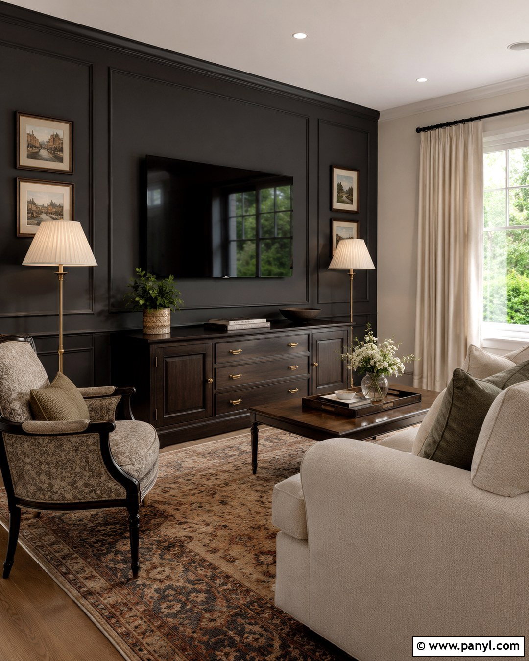 Charcoal Picture Frame Molding TV Wall - 20 Tv Wall Dark Paint Ideas