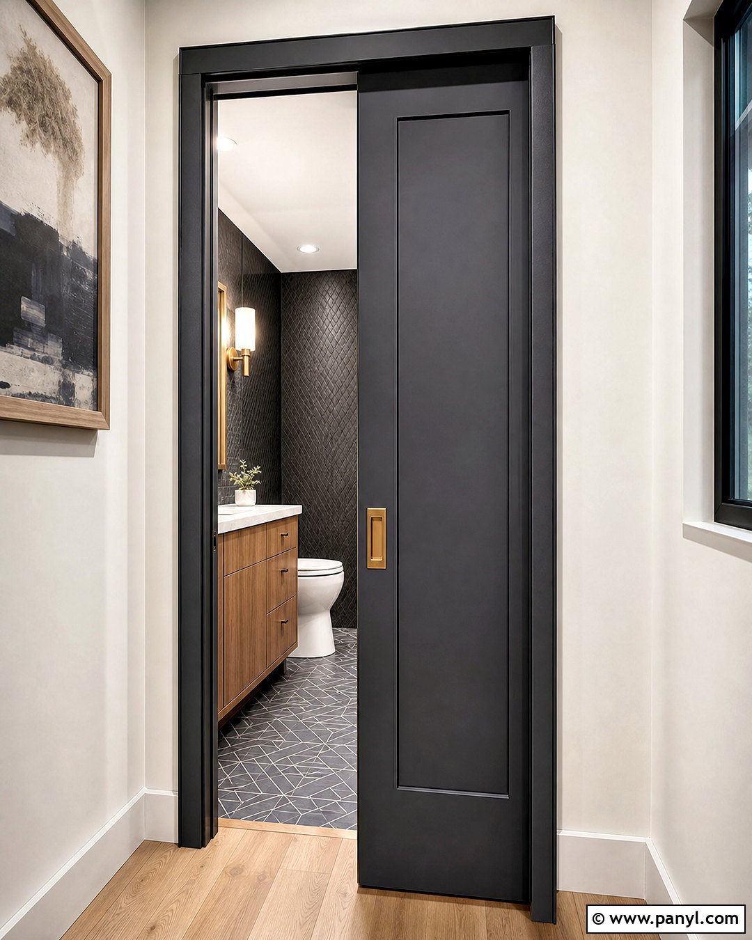 Charcoal Pocket Door - 20 charcoal doors interior ideas