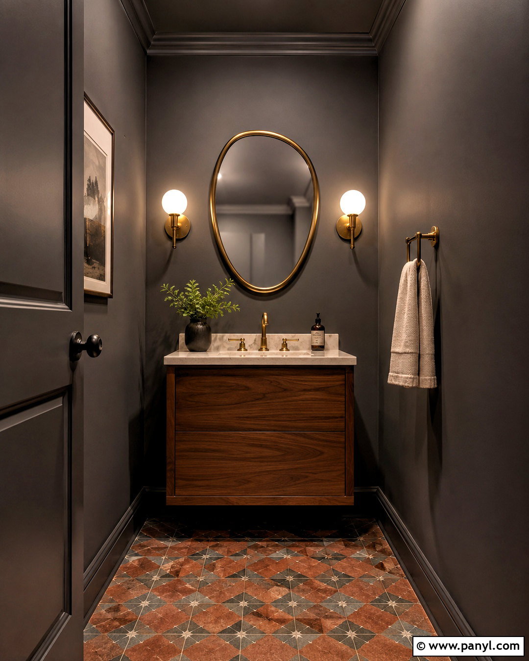 Charcoal Powder Room Paint Color - 20 paint color trends