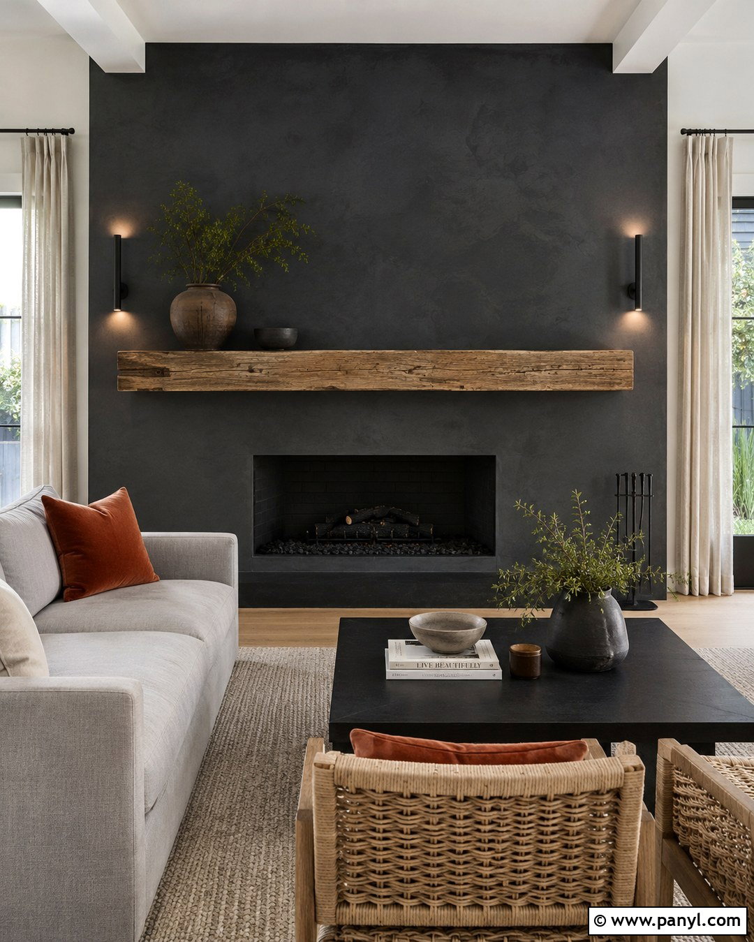 Charcoal Roman Clay Fireplace Wall - 20 Roman Clay Paint Walls
