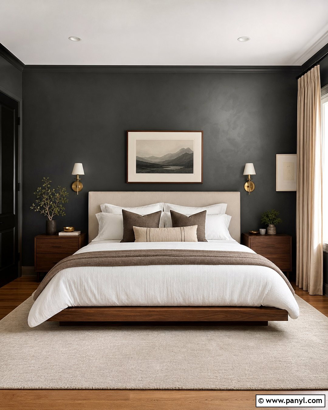 Charcoal Satin Bedroom Walls - 30 satin paint on walls