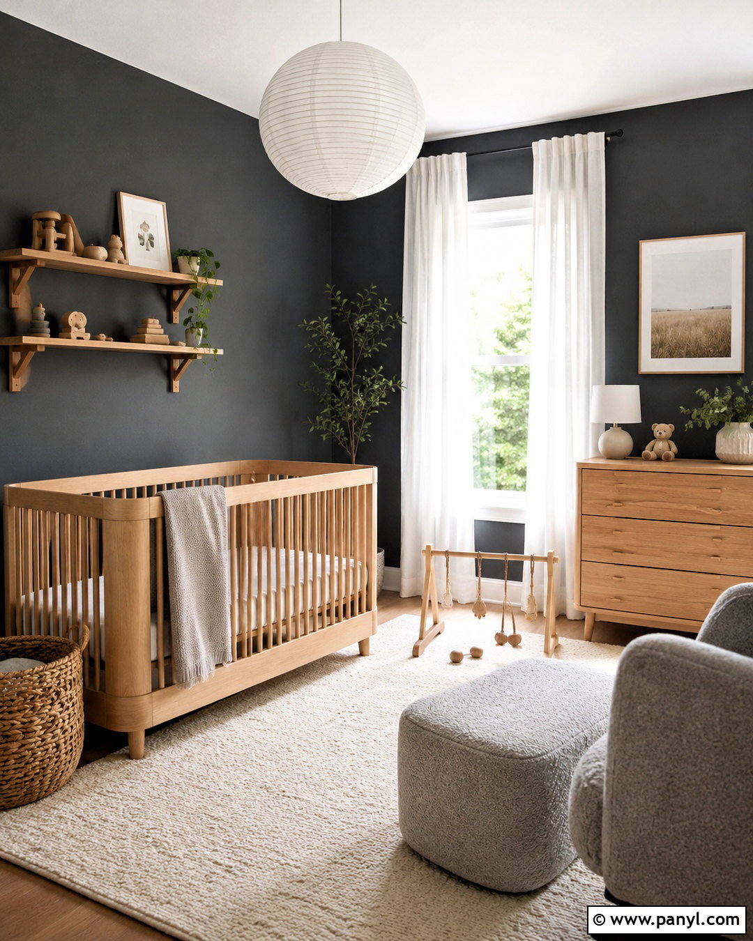 Charcoal Scandinavian Nursery - 20 dark baby nursery ideas