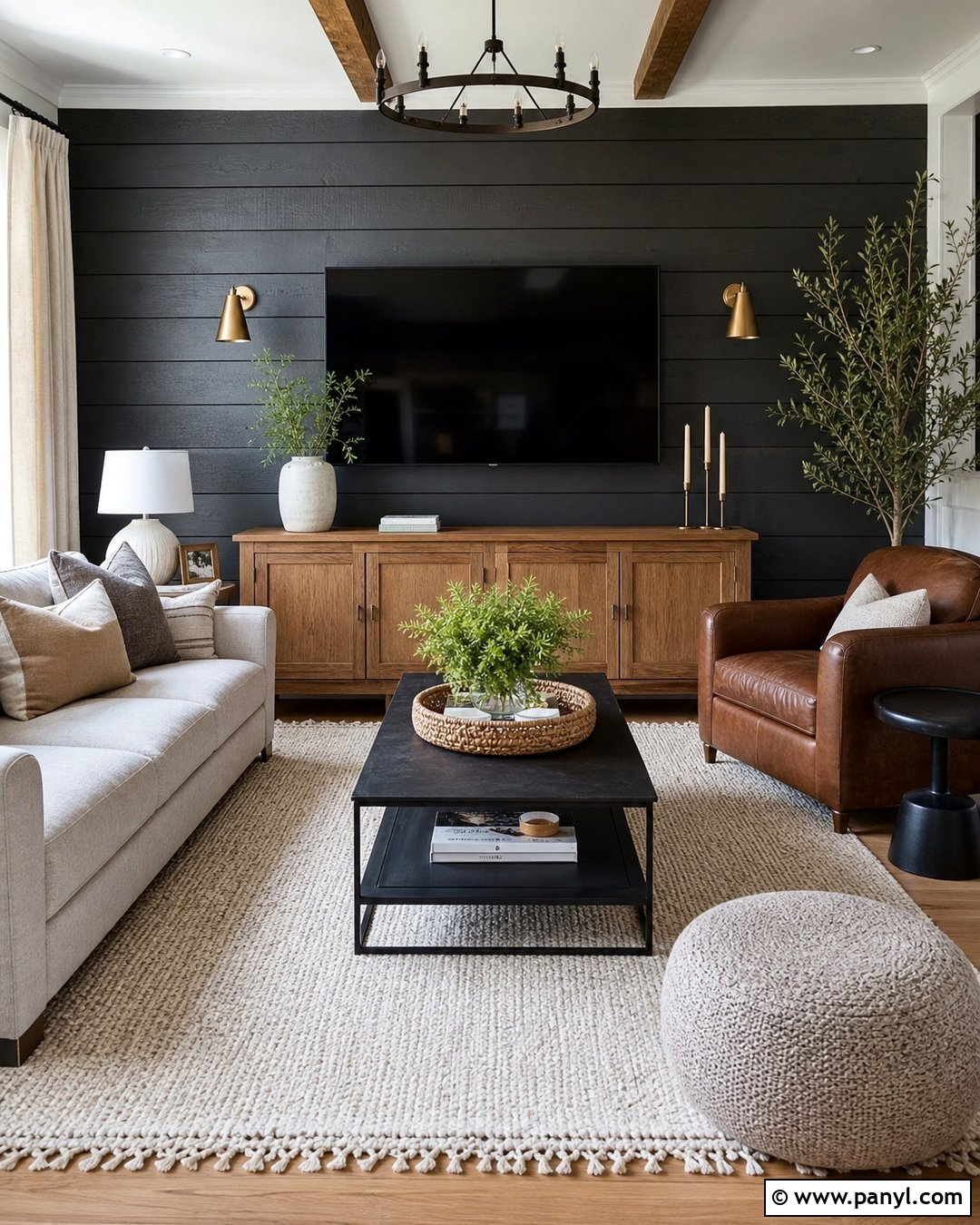 Charcoal Shiplap Rustic Accent Wall - 30 Rustic Accent Wall Ideas
