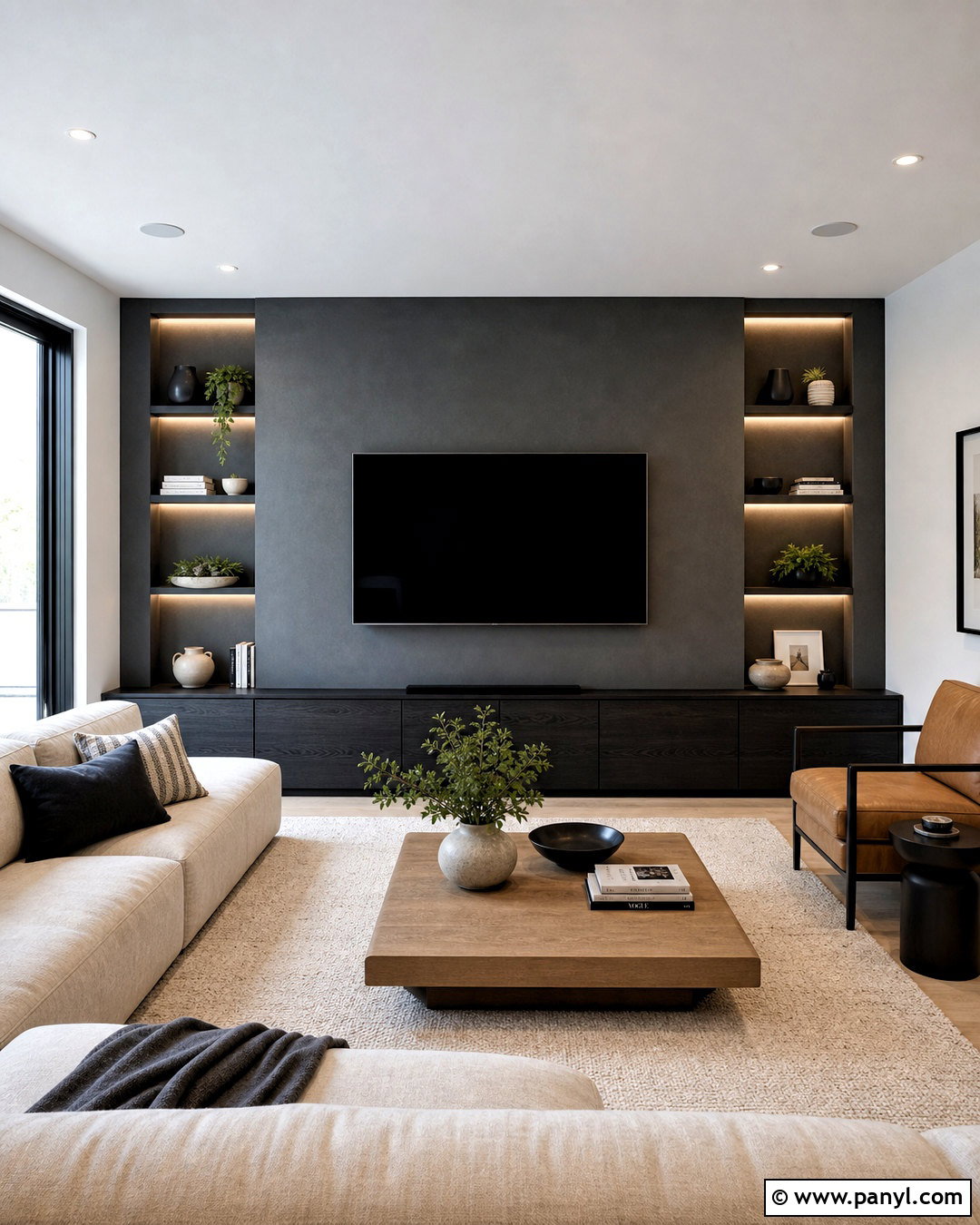 Charcoal TV Feature Wall - 20 dark feature wall ideas