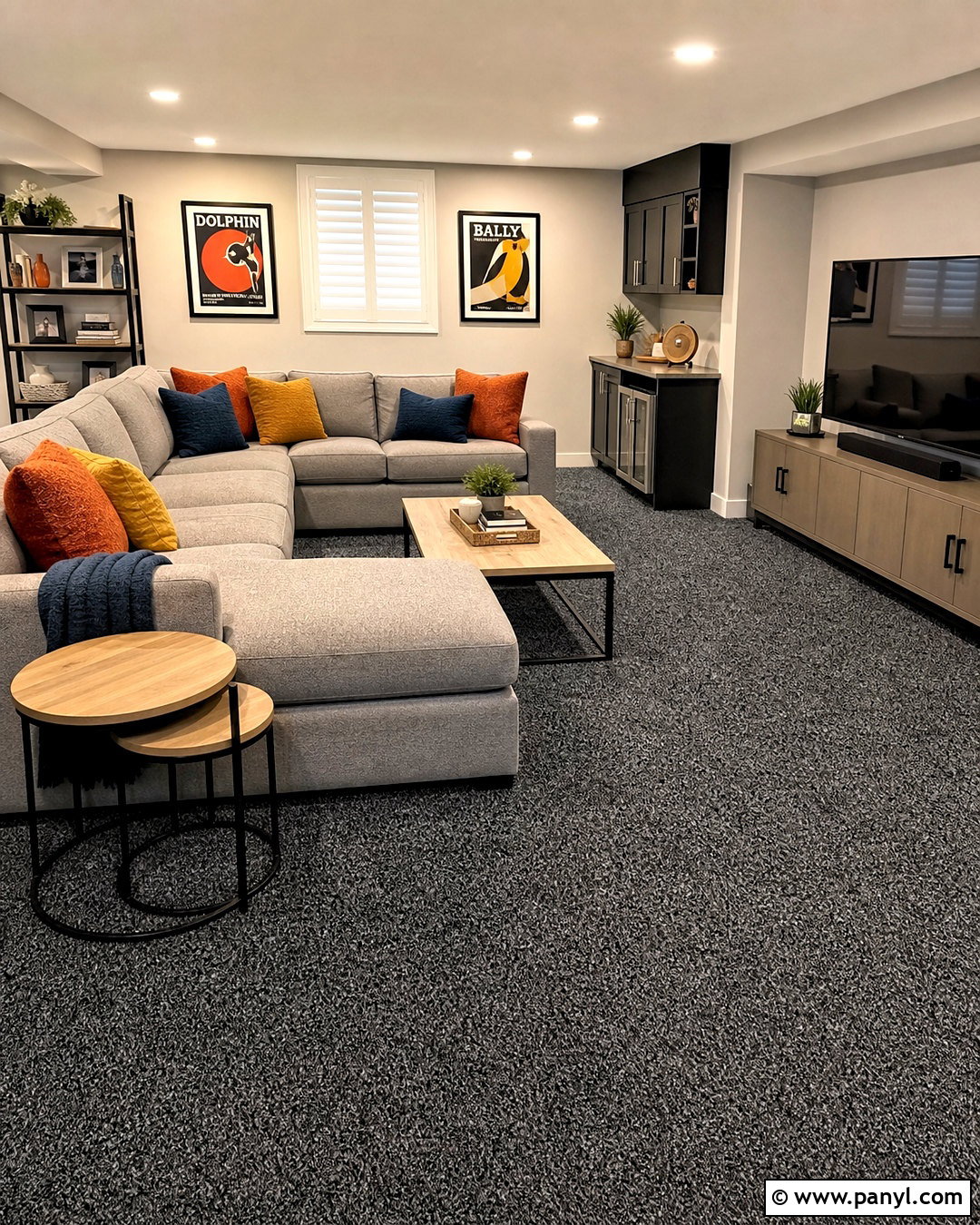Charcoal Textured Carpet for Basement - 20 high traffic carpet ideas