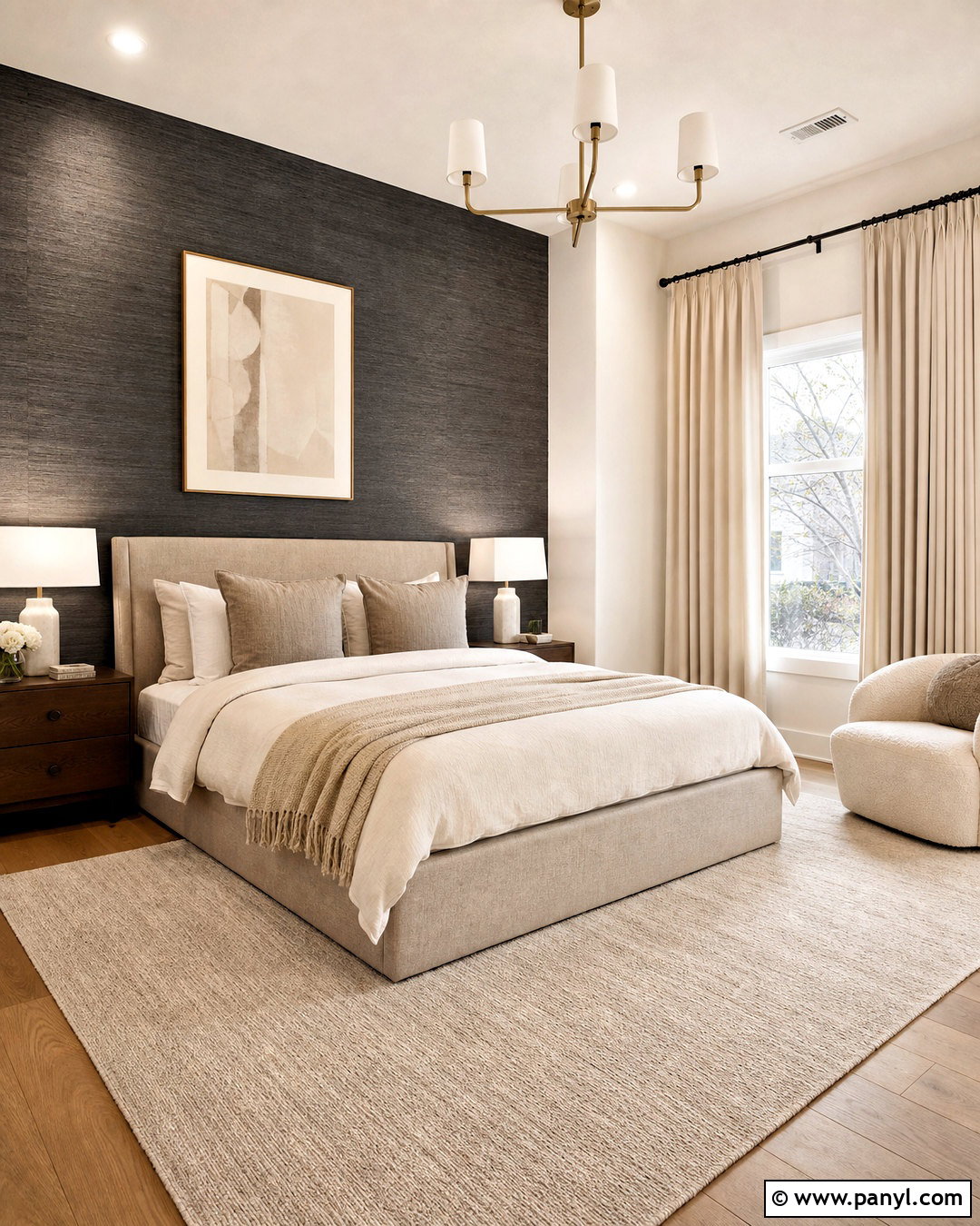 Charcoal Textured Wallpaper Accent Wall - 20 charcoal accent wall bedroom ideas