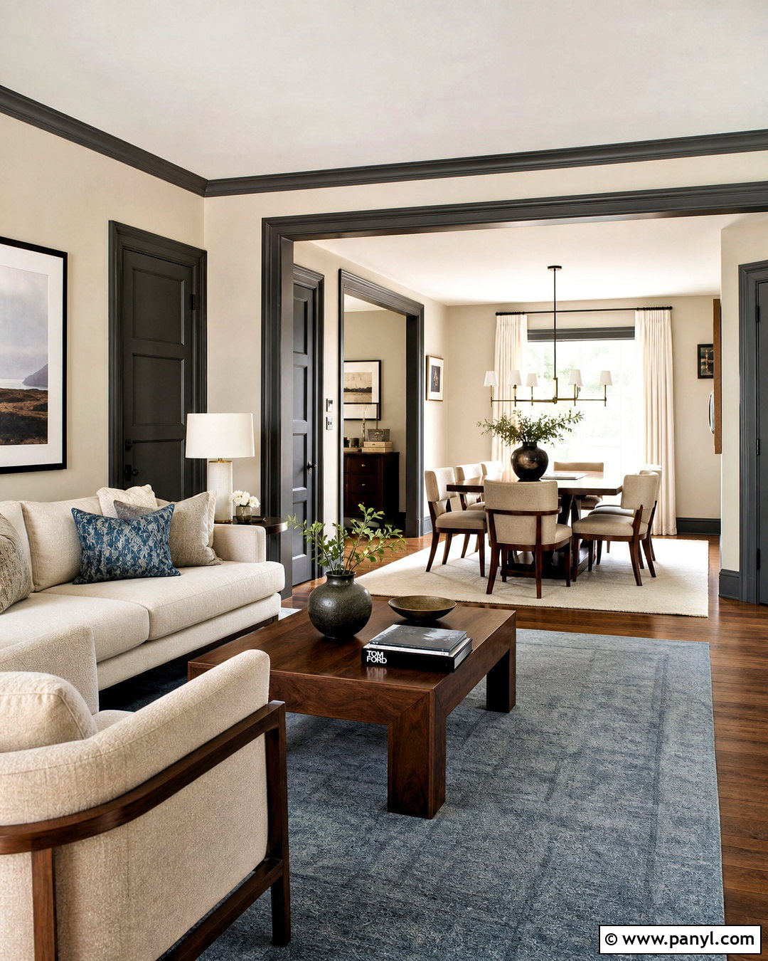 Charcoal Trim And Doors With Soft Greige Walls - 20 dark trim and doors interior ideas