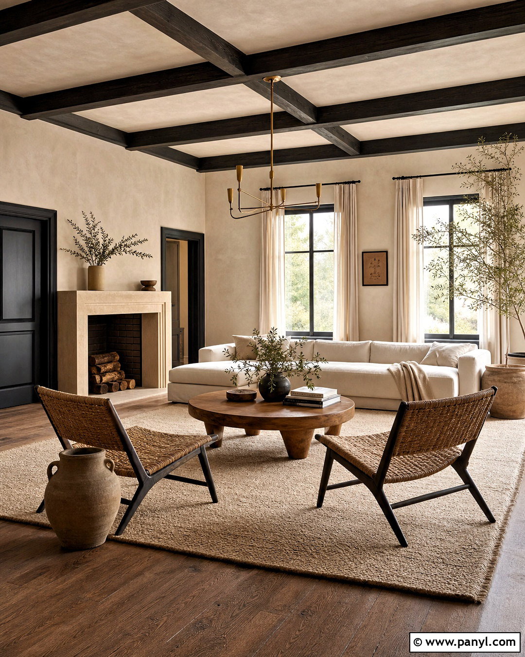 Charcoal Trim With Limewash Walls - 20 dark painted trim ideas