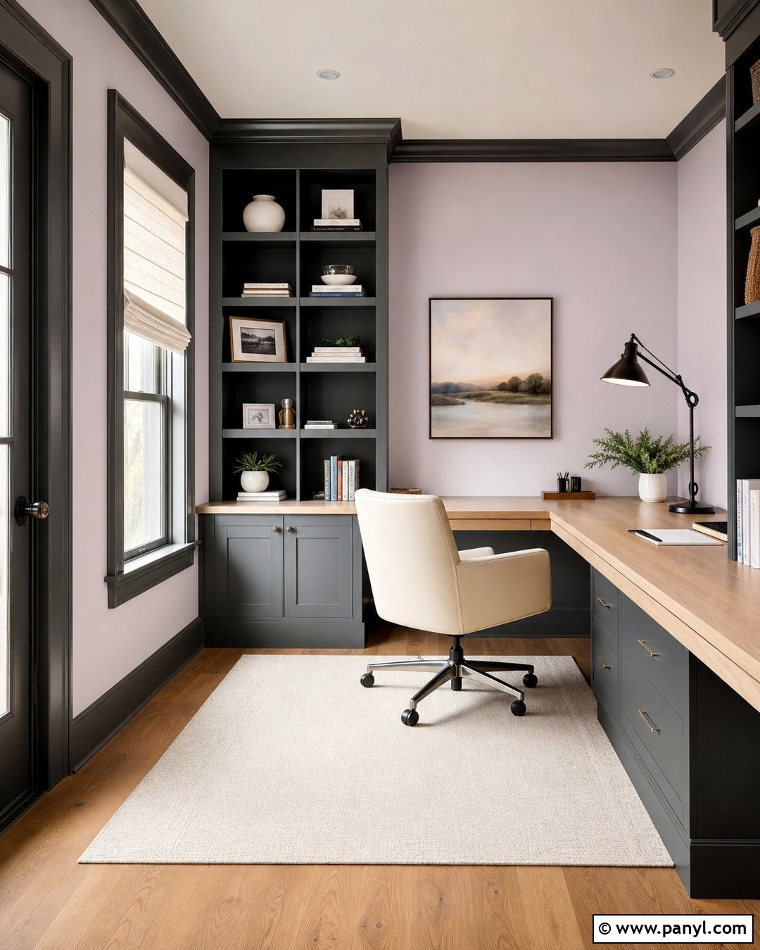 Charcoal Trim With Pale Lavender Walls - 45 darker trim lighter walls