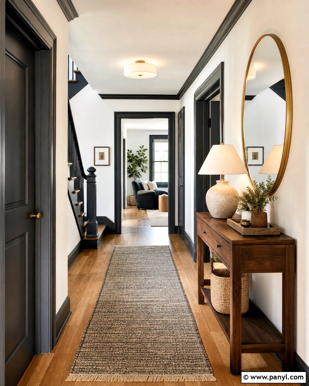 Charcoal Trim With Warm White Walls - 20 contrasting trim interior ideas