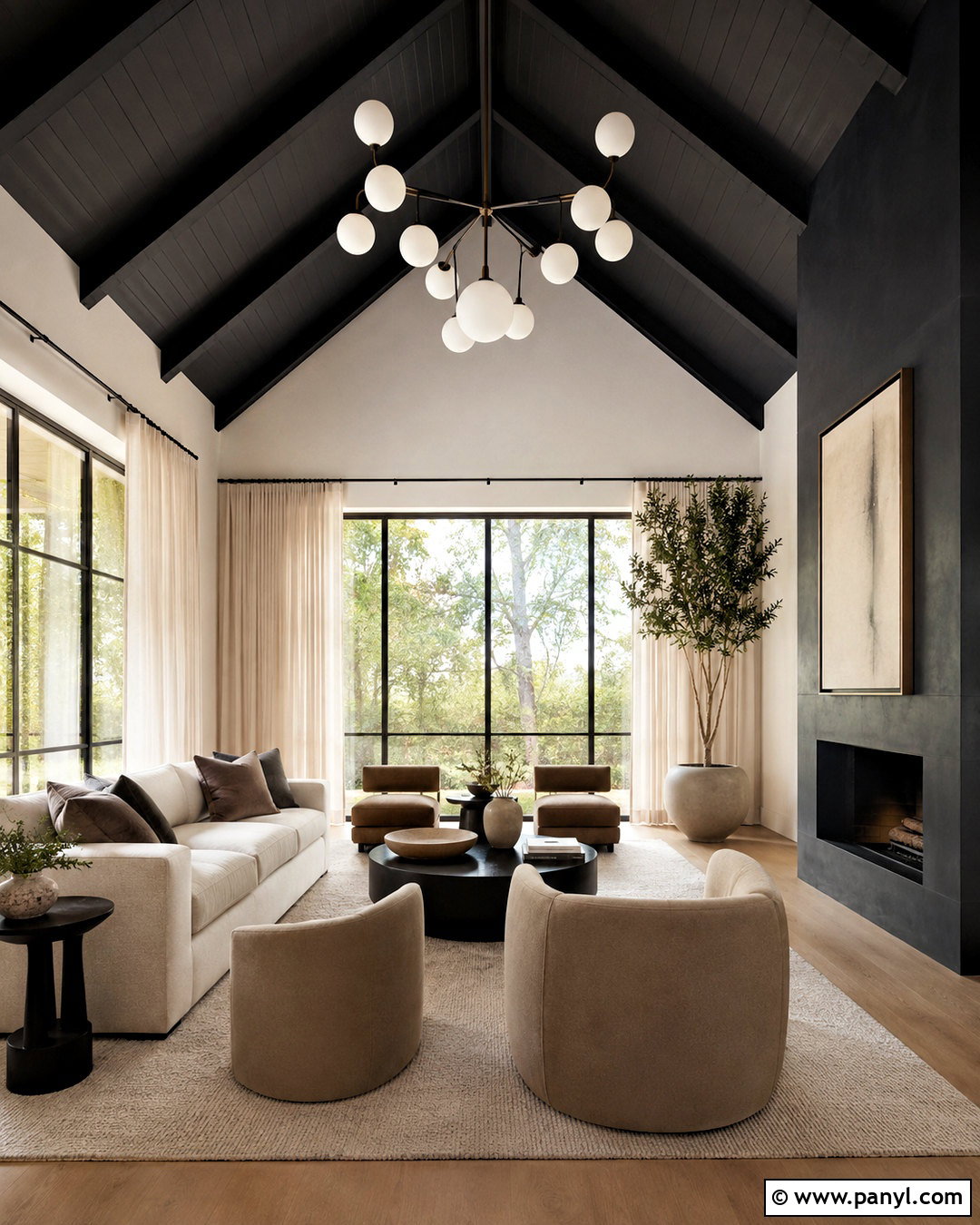 Charcoal Vaulted Ceiling - 20 dark painted ceiling ideas