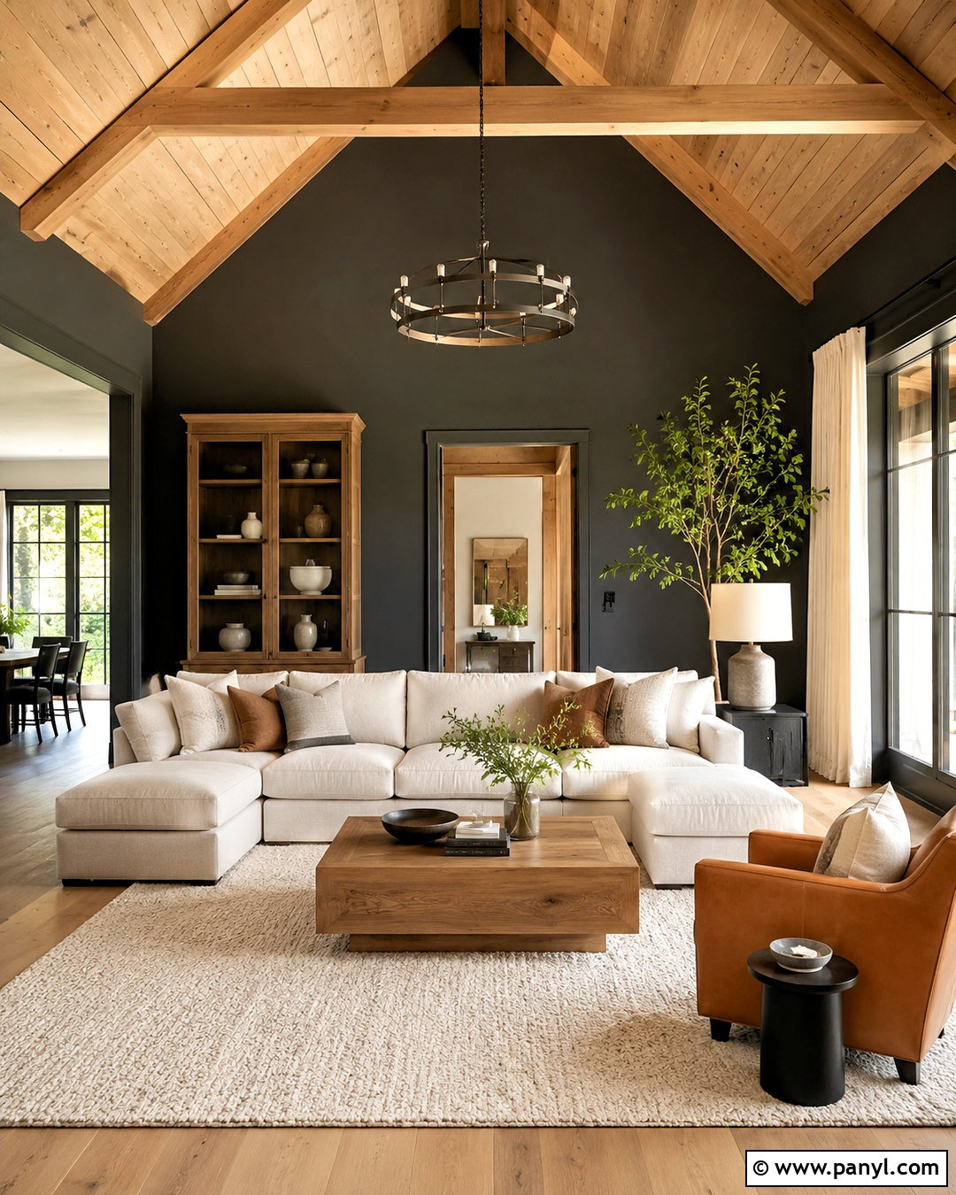 Charcoal Wall Color With Pine Ceiling - 20 Wall Color With Pine Ceiling Ideas