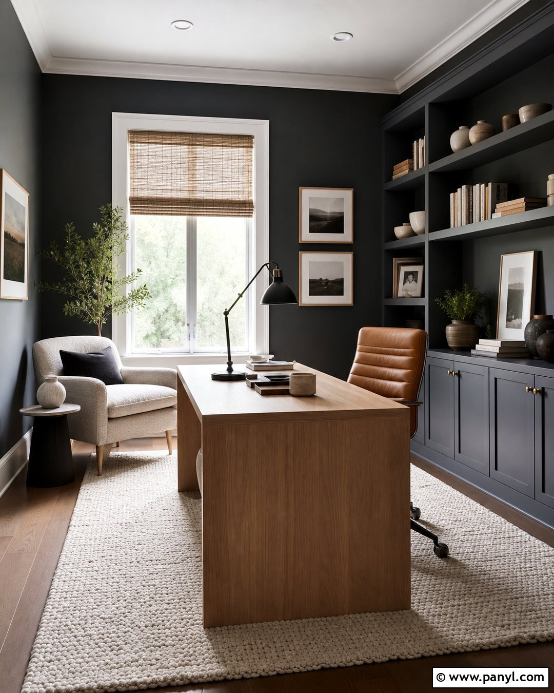Charcoal Walls In A Home Office - 30 Charcoal Walls