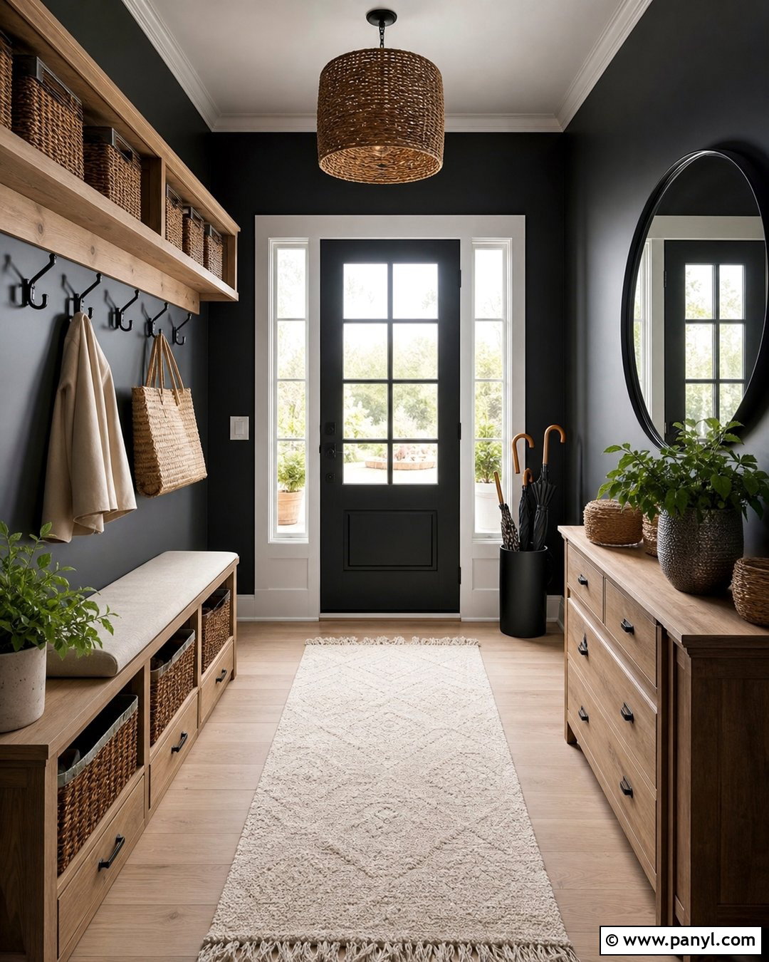 Charcoal Walls In An Entryway - 30 Charcoal Walls