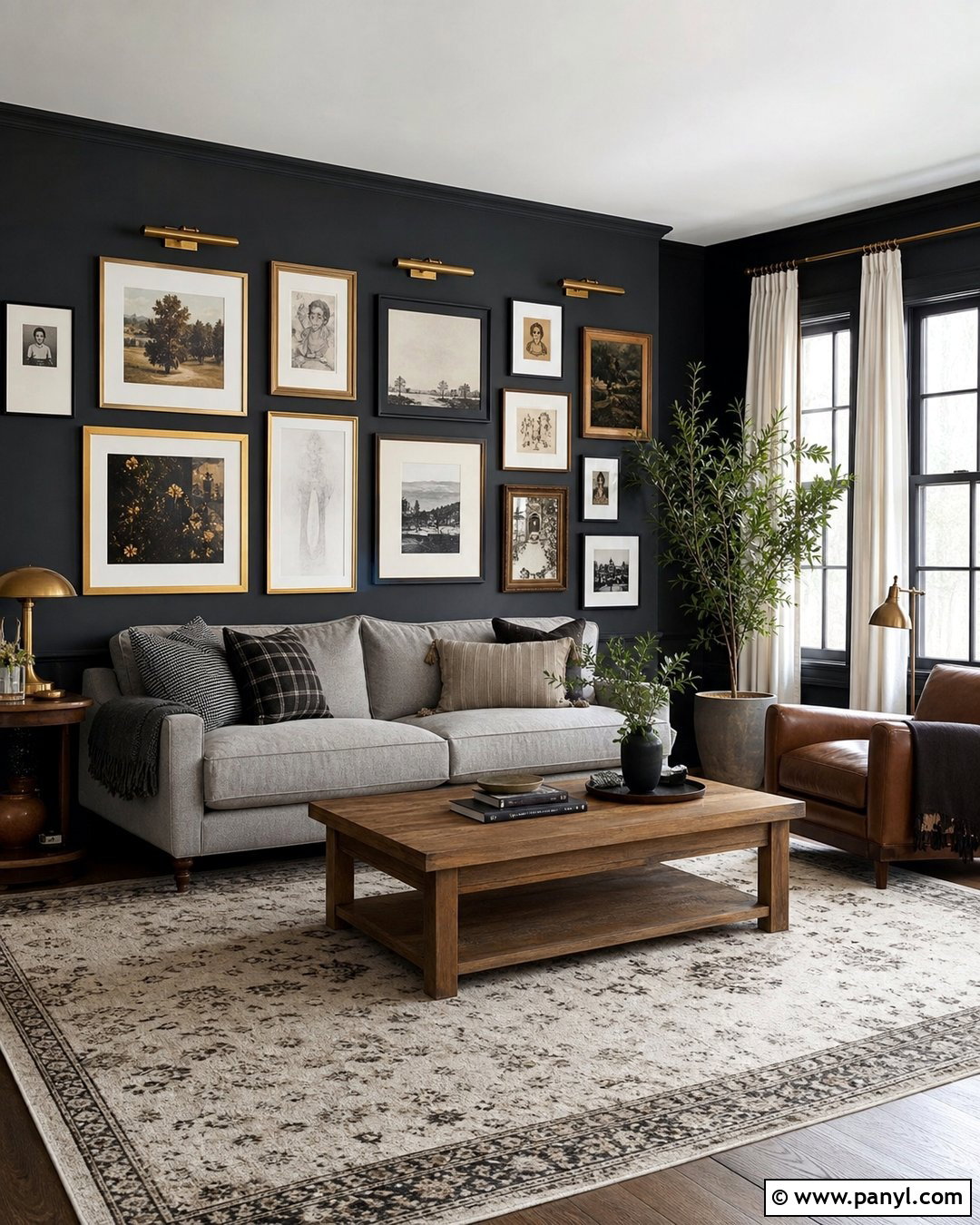 Charcoal Walls With A Gallery Wall - 30 Charcoal Walls
