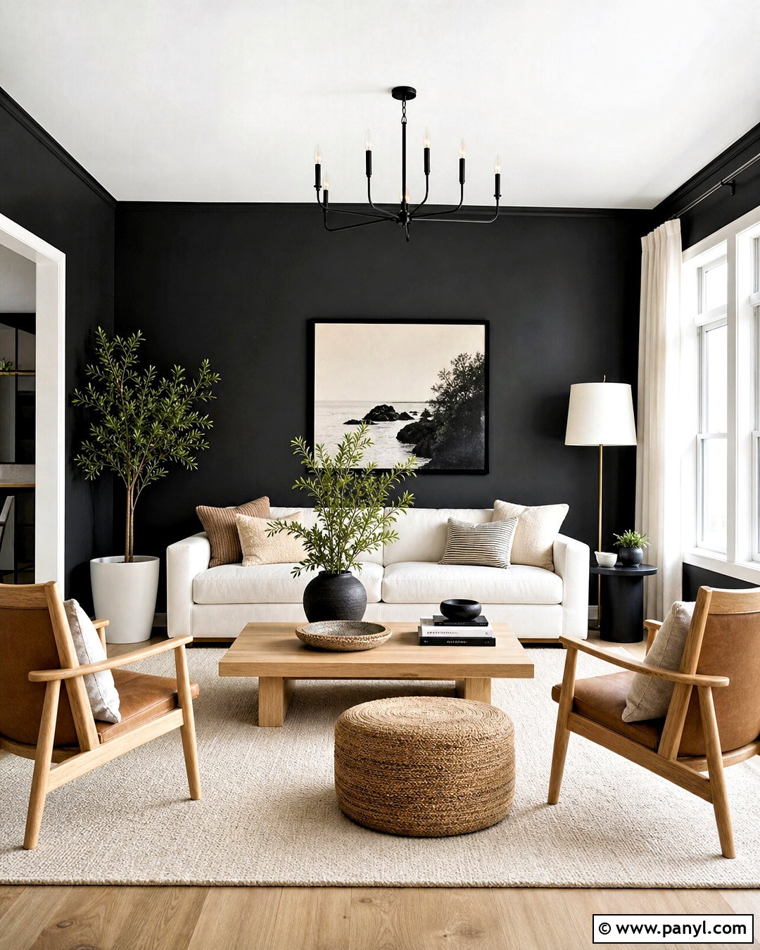Charcoal Walls With A White Sofa - 20 charcoal walls living room ideas