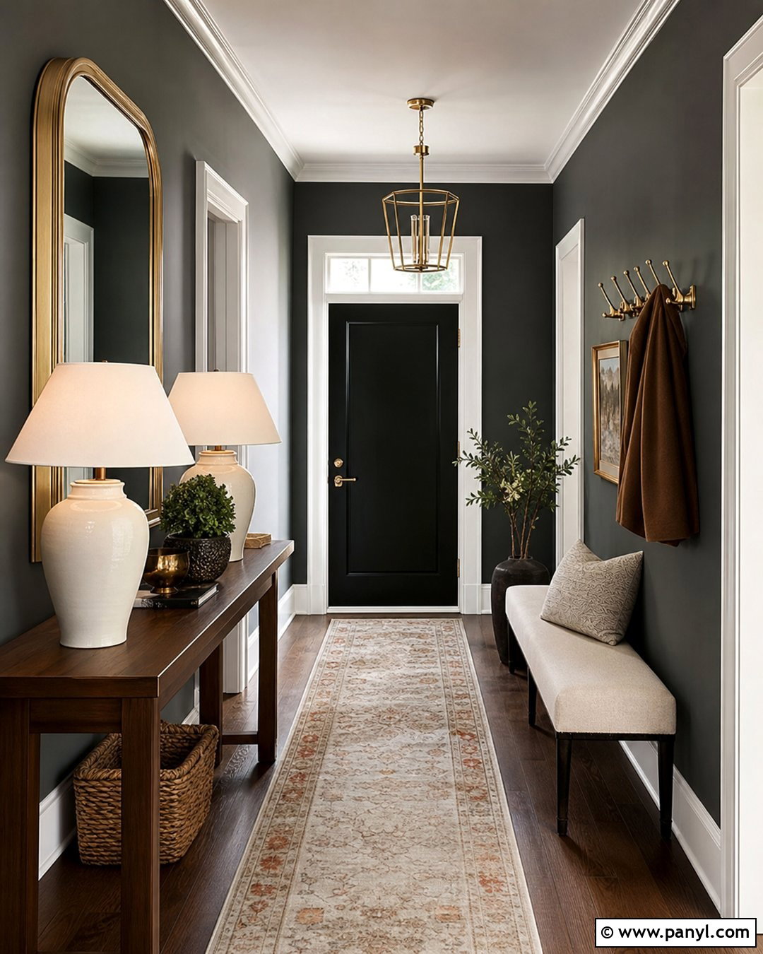 Charcoal Walls With Brass Accents - 30 Charcoal Walls