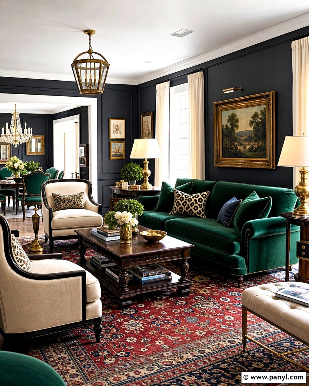 Charcoal Walls With Emerald Green Furniture - 20 charcoal walls living room ideas