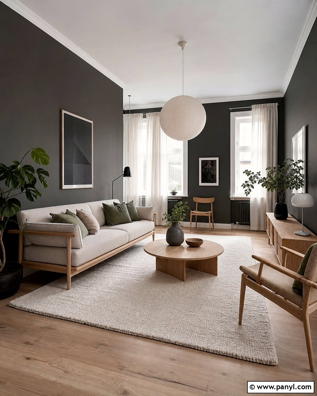 Charcoal Walls With Light Wood - 30 Charcoal Walls
