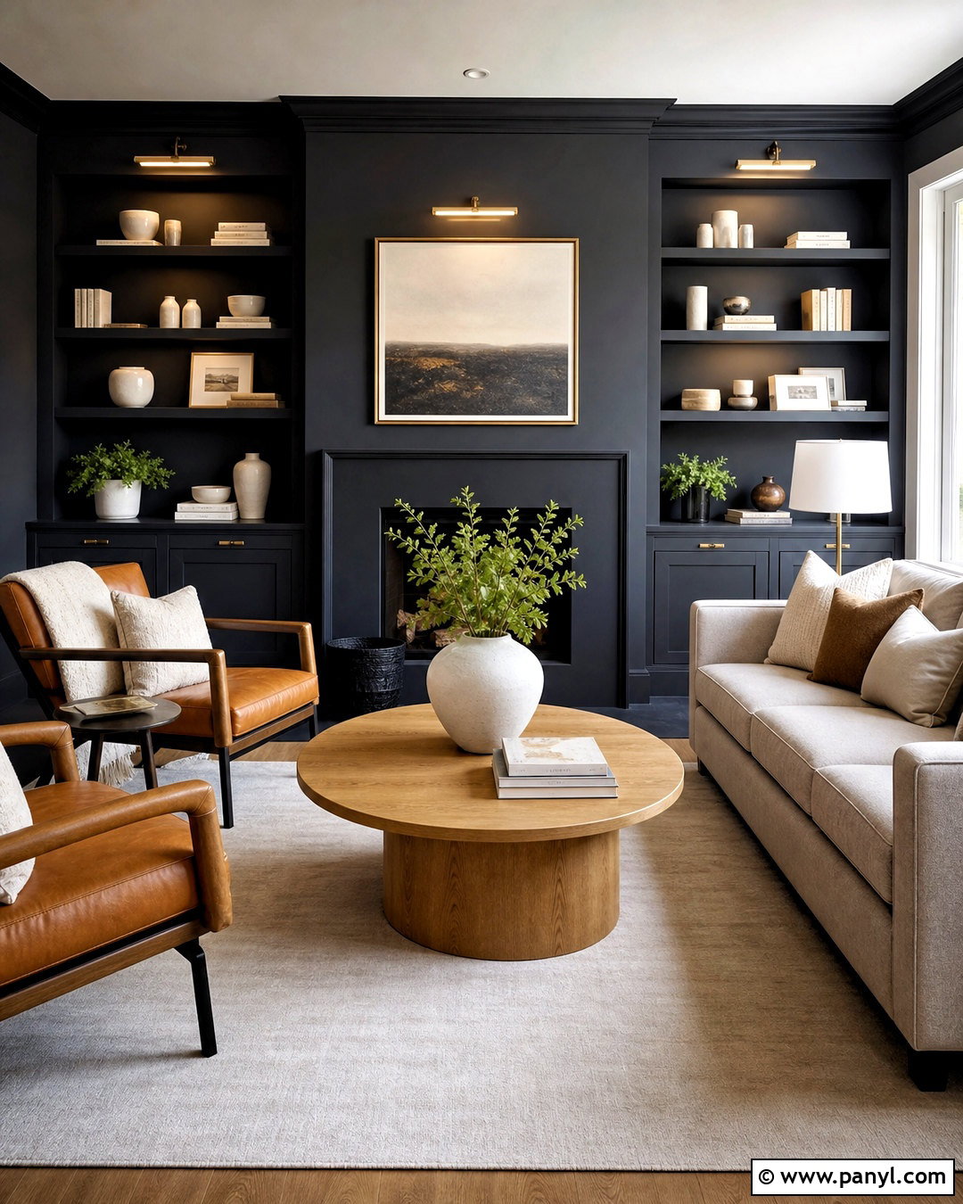 Charcoal Walls With Matching Built-Ins - 20 charcoal walls living room ideas