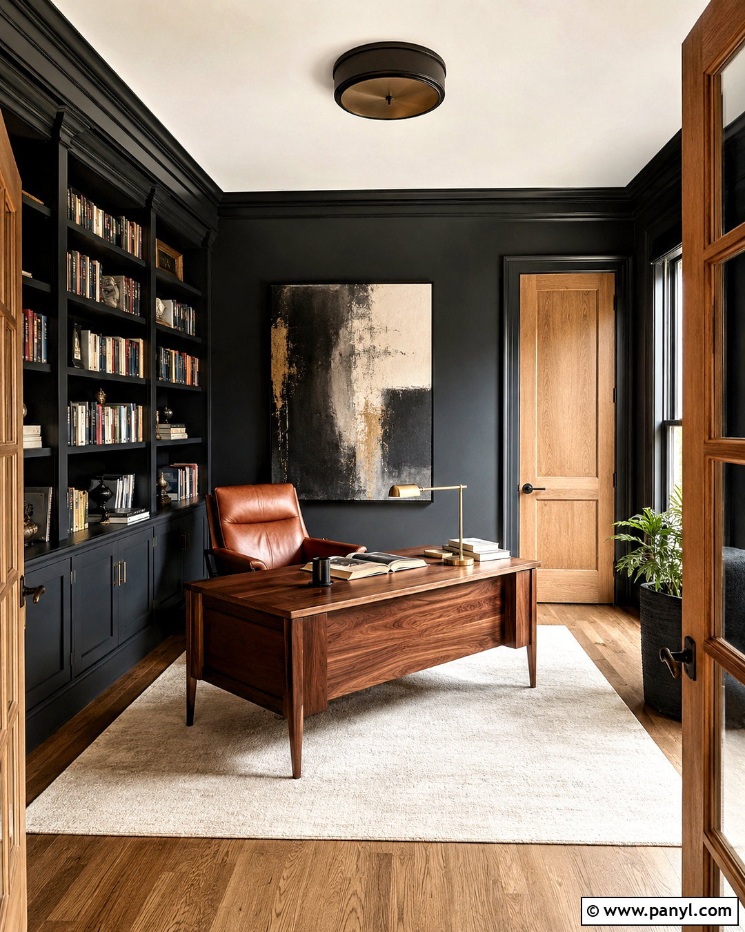 Charcoal Walls With Matching Trim And Oak Doors - 20 Wall Trim And Door Colors