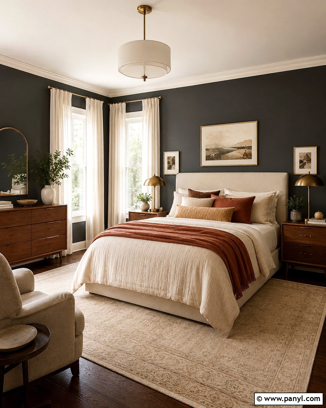 Charcoal Walls With Off-White Baseboards - 20 Wall And Baseboard Color Combinations