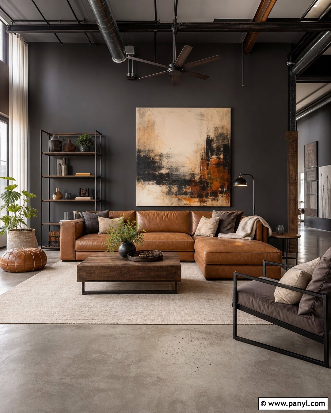 Charcoal Walls With Pale Concrete Floors - 25 Wall Floor Color Combination Ideas