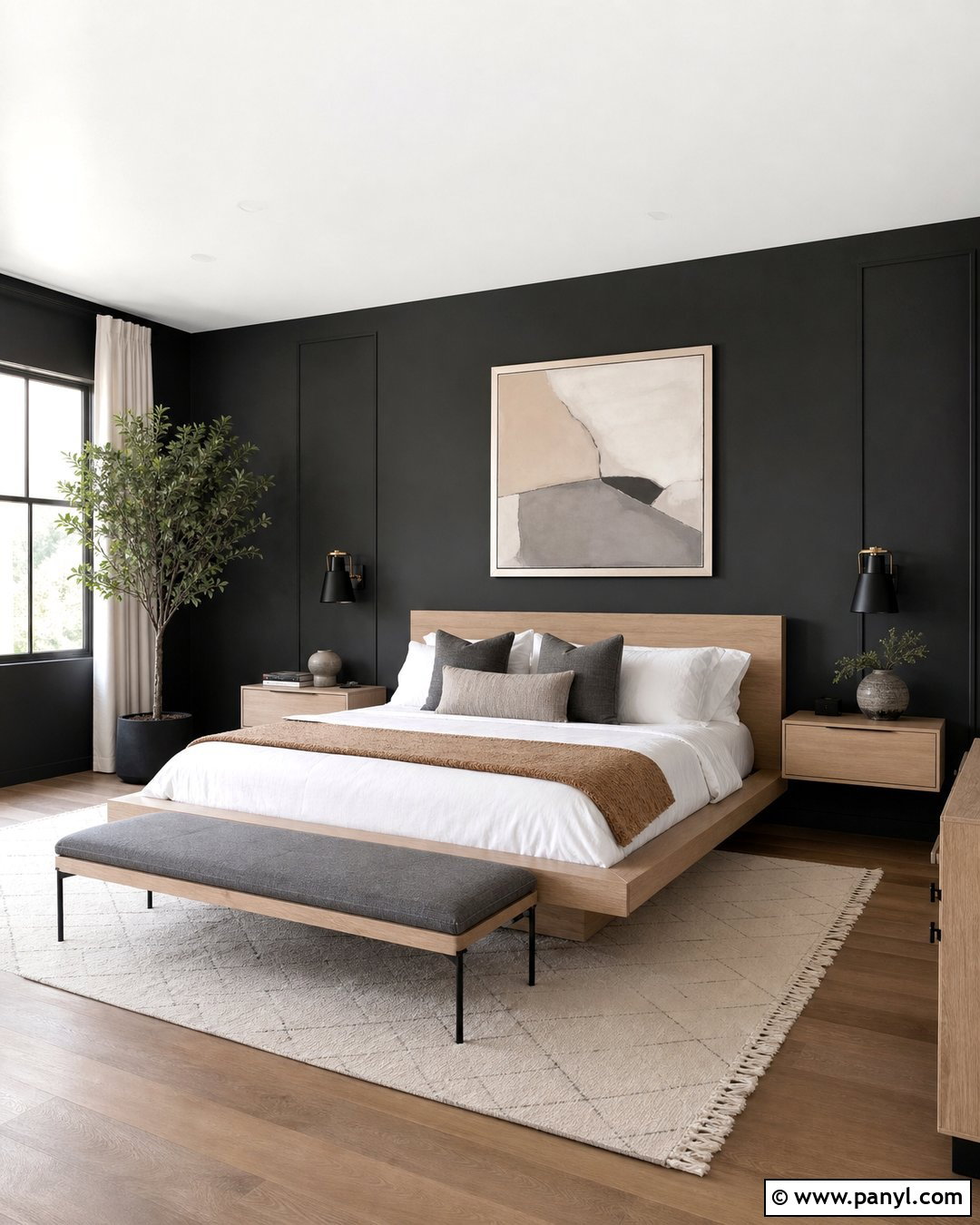 Charcoal Walls With Pale Wood Furniture - 25 Wall Colour With Wooden Furniture Ideas