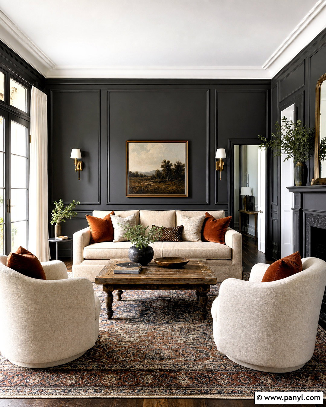 Charcoal Walls With Picture Frame Molding - 20 charcoal walls living room ideas