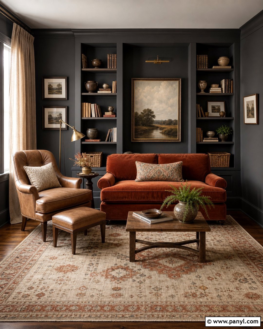 Charcoal Walls With Rust Accents - 30 Charcoal Walls